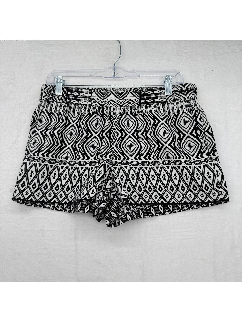 J Crew Linen Blend Shorts 6 Womens Black White Print Pull On 3” Mid Rise